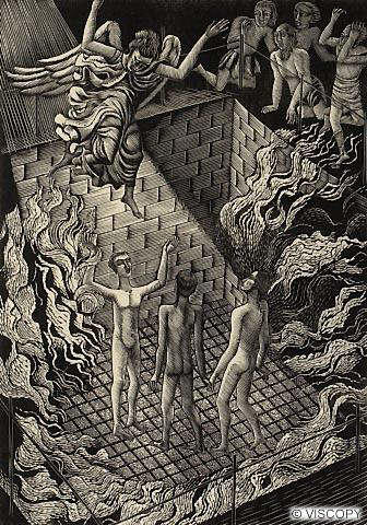 Young men in the fiery furnace