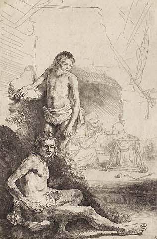 Male nude, seated and standing