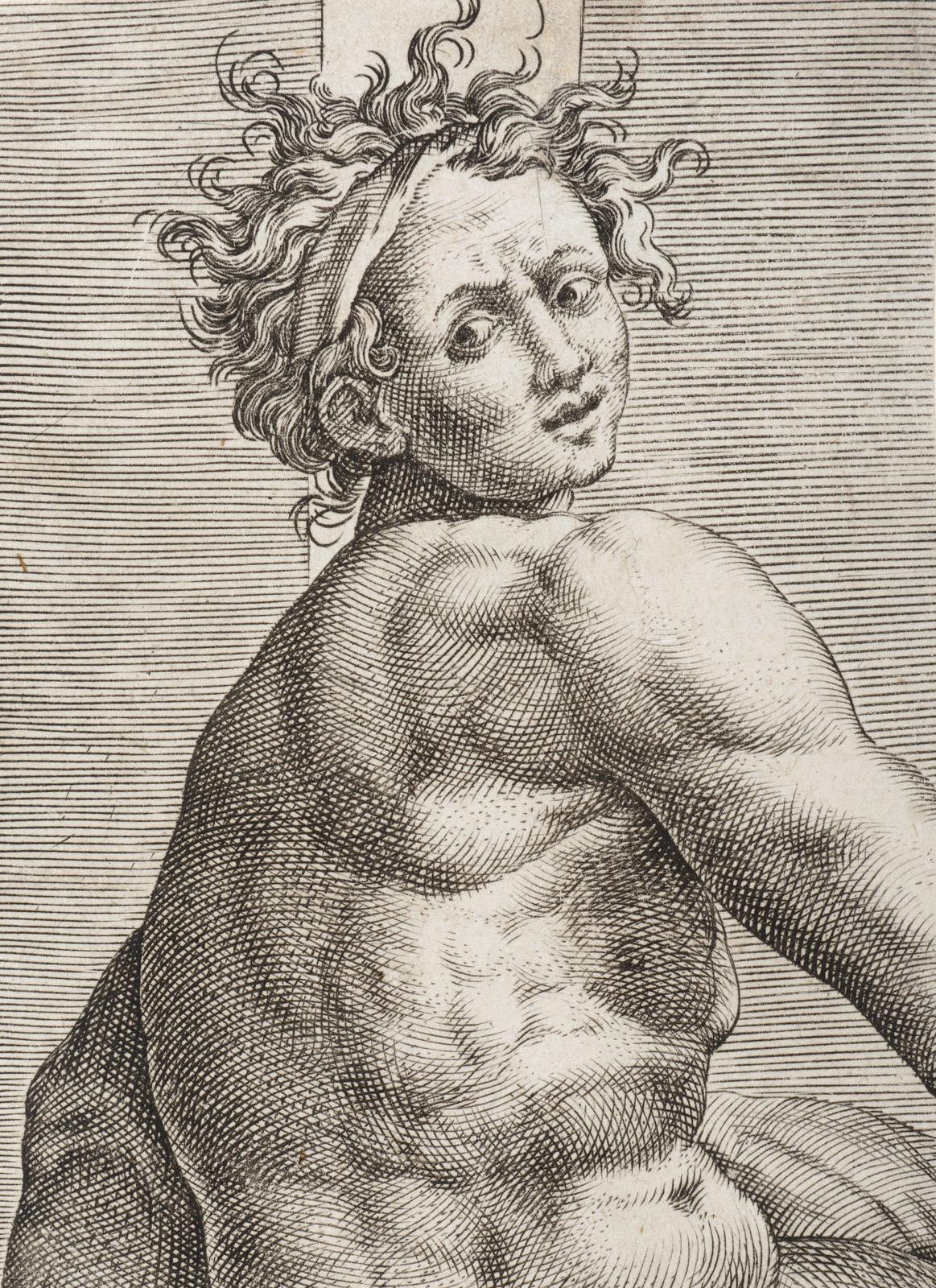 One of the Ignudi from Michelangelo's Sistine Chapel Ceiling