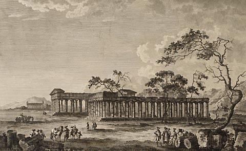 Vue Générale des Temples de Paestum, situés sur le bord de la Mer et près du Golphe de Salernes (Vue of the Temples of Paestum, near the Gulf of Salerno)