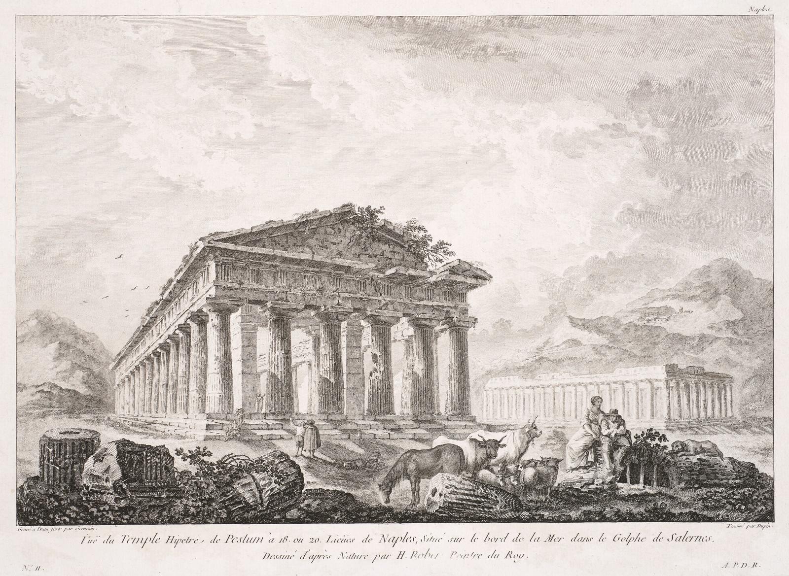 Vue du Temple Hipetre de Pestum