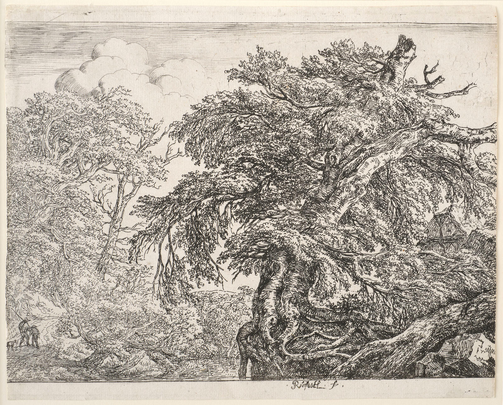 Two Peasants with Their Dog