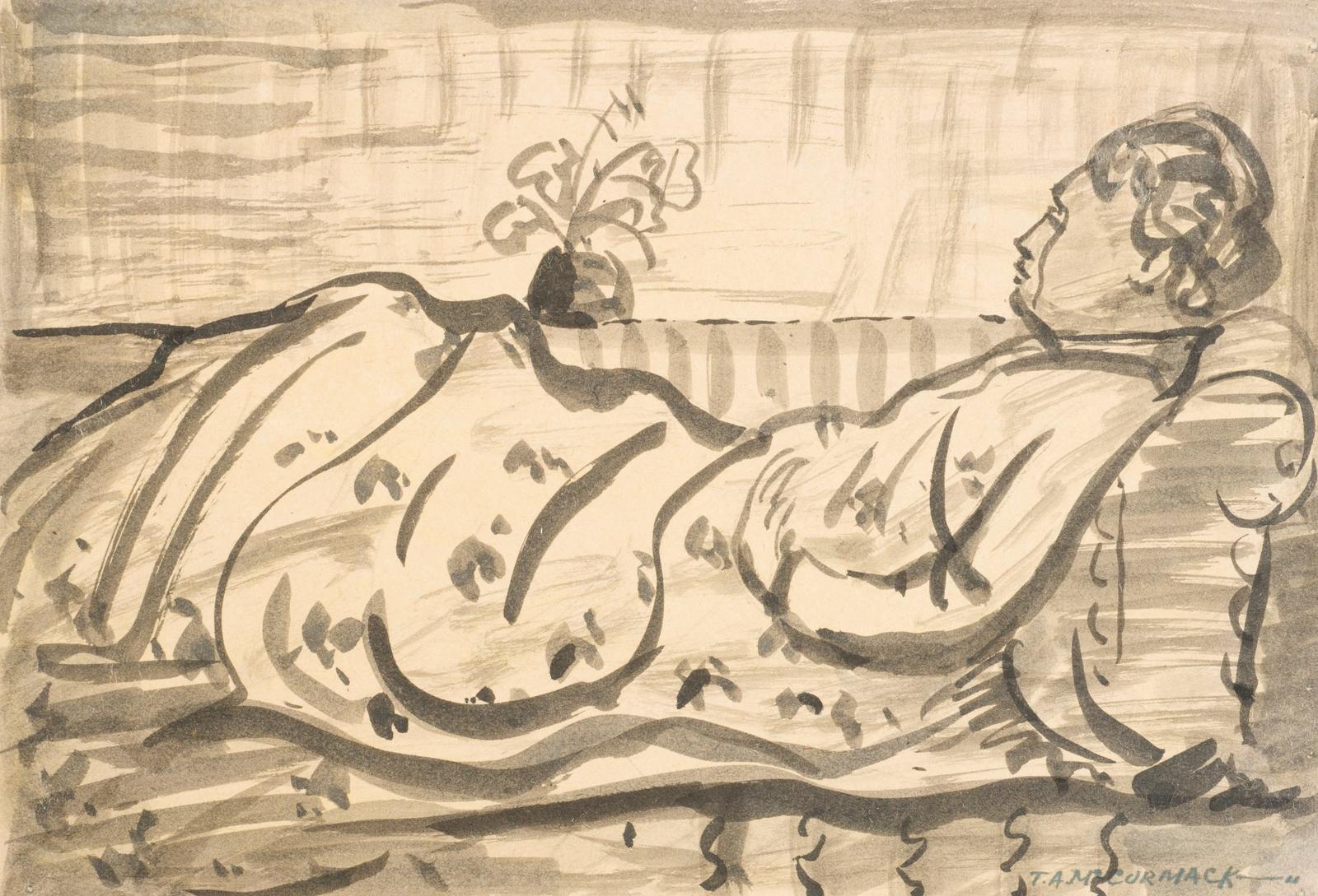 Woman reclining on a couch